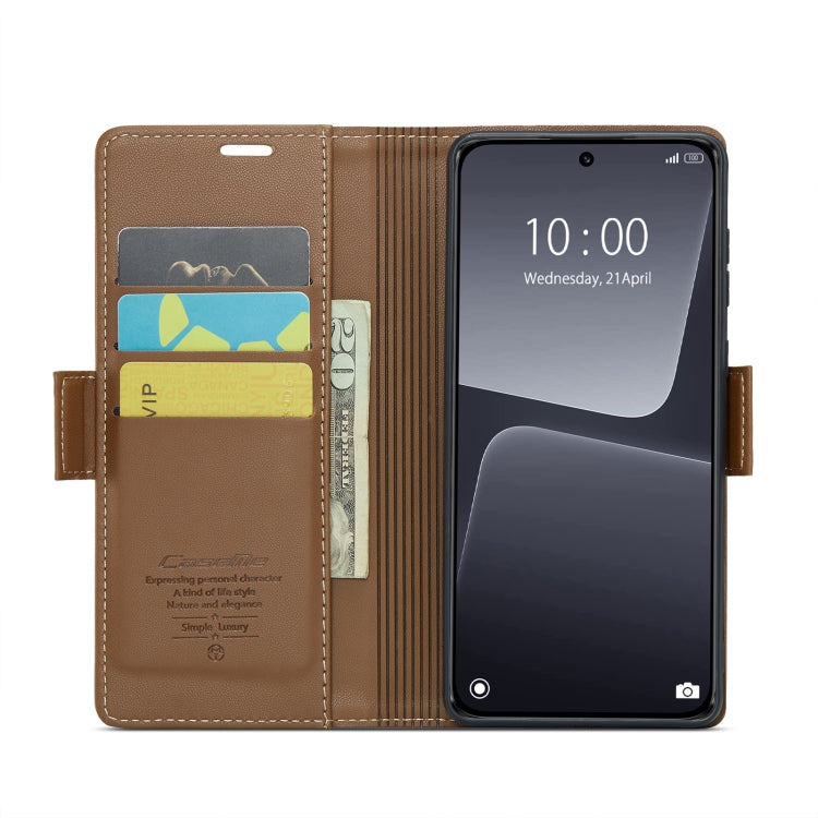 For Xiaomi 13 CaseMe 023 Butterfly Buckle Litchi Texture RFID Anti-theft Leather Phone Case(Brown) - 13 Cases by CaseMe | Online Shopping UK | buy2fix