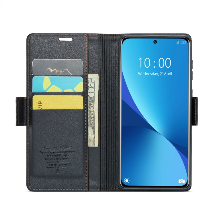For Xiaomi 12 / 12X / 12S CaseMe 023 Butterfly Buckle Litchi Texture RFID Anti-theft Leather Phone Case(Black) - 12 Cases by CaseMe | Online Shopping UK | buy2fix