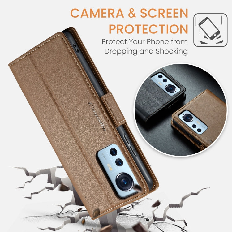 For Xiaomi 12 / 12X / 12S CaseMe 023 Butterfly Buckle Litchi Texture RFID Anti-theft Leather Phone Case(Brown) - 12 Cases by CaseMe | Online Shopping UK | buy2fix