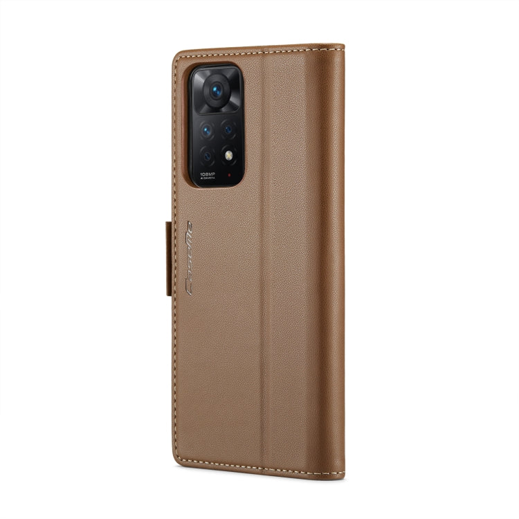 CaseMe 023 Butterfly Buckle Litchi Texture RFID Anti-theft Leather Phone Case For Xiaomi Redmi Note 11 Pro 5G Global/Redmi Note 11 Pro Global(Brown) - Redmi Note 11 Pro Case by CaseMe | Online Shopping UK | buy2fix