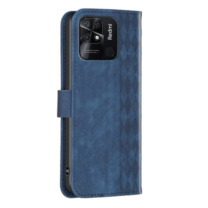 For Xiaomi Redmi 10C Plaid Embossed Leather Phone Case(Blue) - Xiaomi Cases by buy2fix | Online Shopping UK | buy2fix