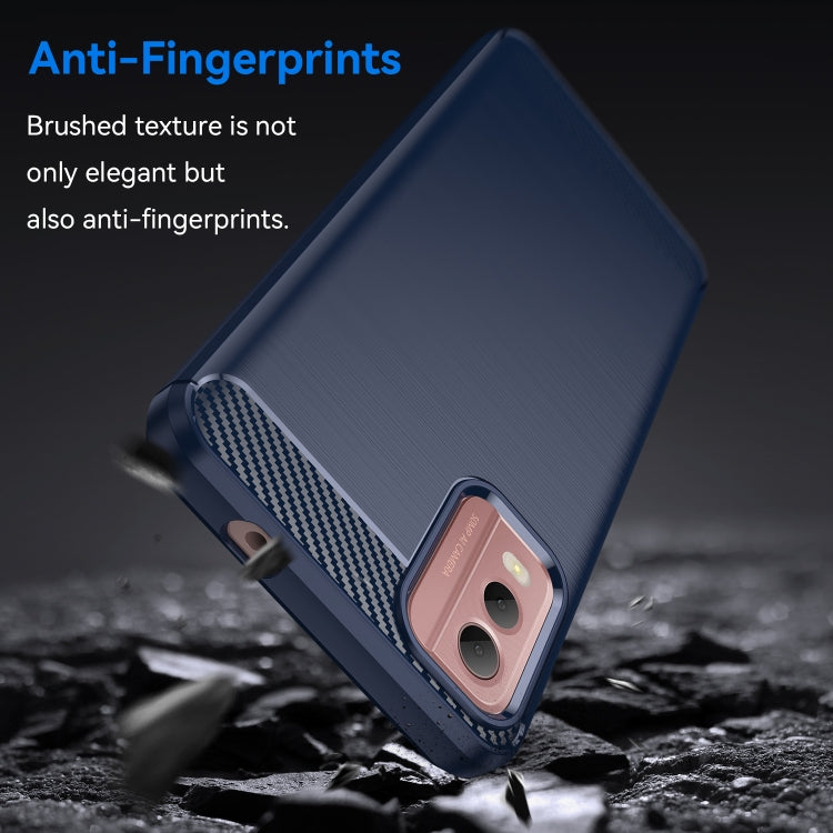 For Nokia C32 Brushed Texture Carbon Fiber TPU Phone Case(Blue) - Nokia Cases by buy2fix | Online Shopping UK | buy2fix
