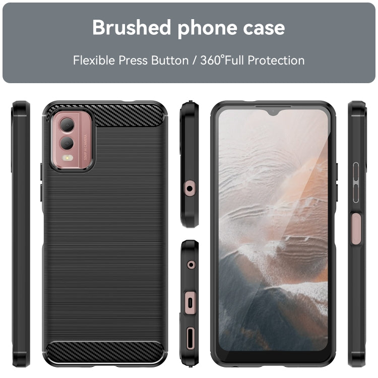 For Nokia C32 Brushed Texture Carbon Fiber TPU Phone Case(Black) - Nokia Cases by buy2fix | Online Shopping UK | buy2fix
