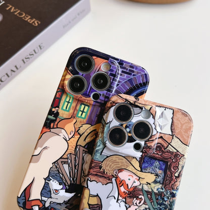 For iPhone 13 Precise Hole Oil Painting Pattern PC Phone Case(Painting) - iPhone 13 Cases by buy2fix | Online Shopping UK | buy2fix