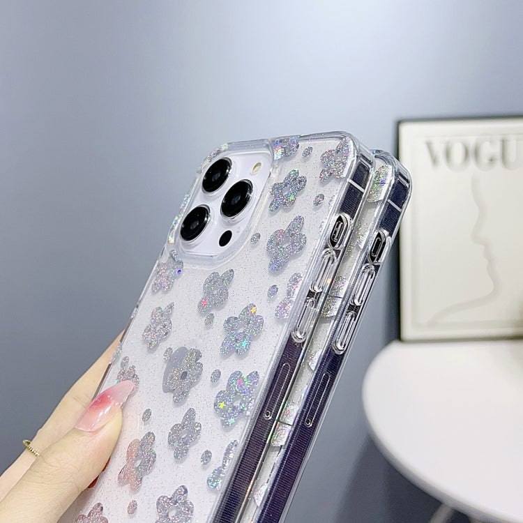 For iPhone 14 Pro Max Little Star Series Glitter Powder TPU Phone Case(Leopard Print) - iPhone 14 Pro Max Cases by buy2fix | Online Shopping UK | buy2fix