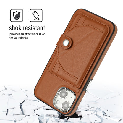 For iPhone 14 Shockproof Leather Phone Case with Card Holder(Brown) - iPhone 14 Cases by buy2fix | Online Shopping UK | buy2fix