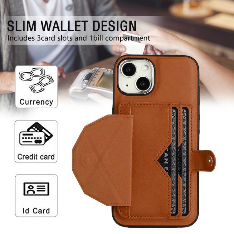 For iPhone 14 Shockproof Leather Phone Case with Card Holder(Brown) - iPhone 14 Cases by buy2fix | Online Shopping UK | buy2fix