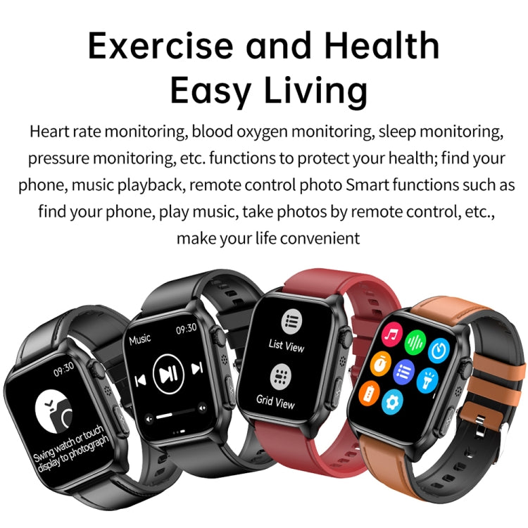 TK12 1.96 inch IP67 Waterproof Silicone Band Smart Watch Supports ECG / Remote Families Care / Bluetooth Call / Body Temperature Monitoring(Black) - Smart Watches by buy2fix | Online Shopping UK | buy2fix