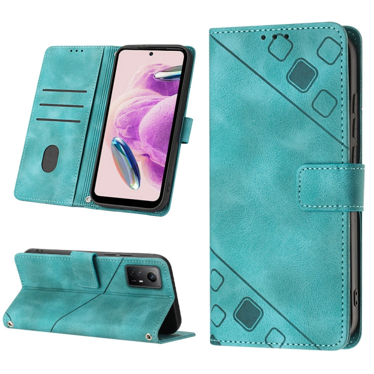 For Xiaomi Redmi Note 12S 4G Global Skin-feel Embossed Leather Phone Case(Green) - Xiaomi Cases by buy2fix | Online Shopping UK | buy2fix