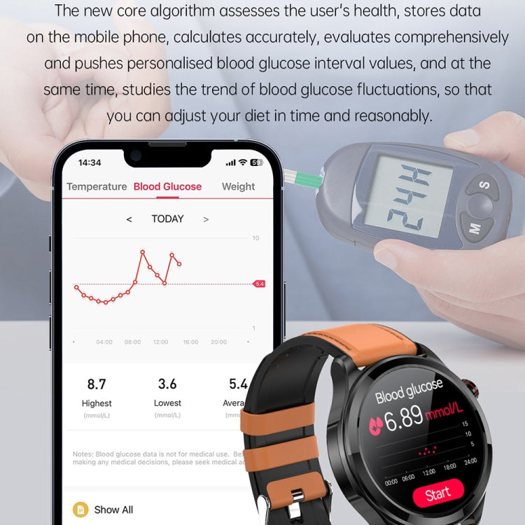 TK22 1.39 inch IP67 Waterproof Silicone Band Smart Watch Supports ECG / Non-invasive Blood Sugar(Blue) - Smart Watches by buy2fix | Online Shopping UK | buy2fix