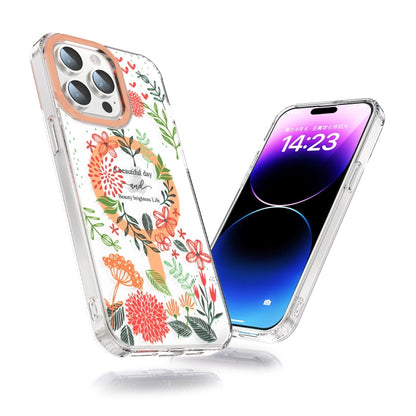 For iPhone 13 Pro MagSafe Magnetic TPU Phone Case(Red Flowers and Green Leaves) - iPhone 13 Pro Cases by buy2fix | Online Shopping UK | buy2fix