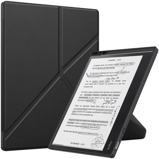 For Kobo Elipsa 2E Solid Color Deformation TPU Leather Smart Tablet Case(Black) - Others by buy2fix | Online Shopping UK | buy2fix
