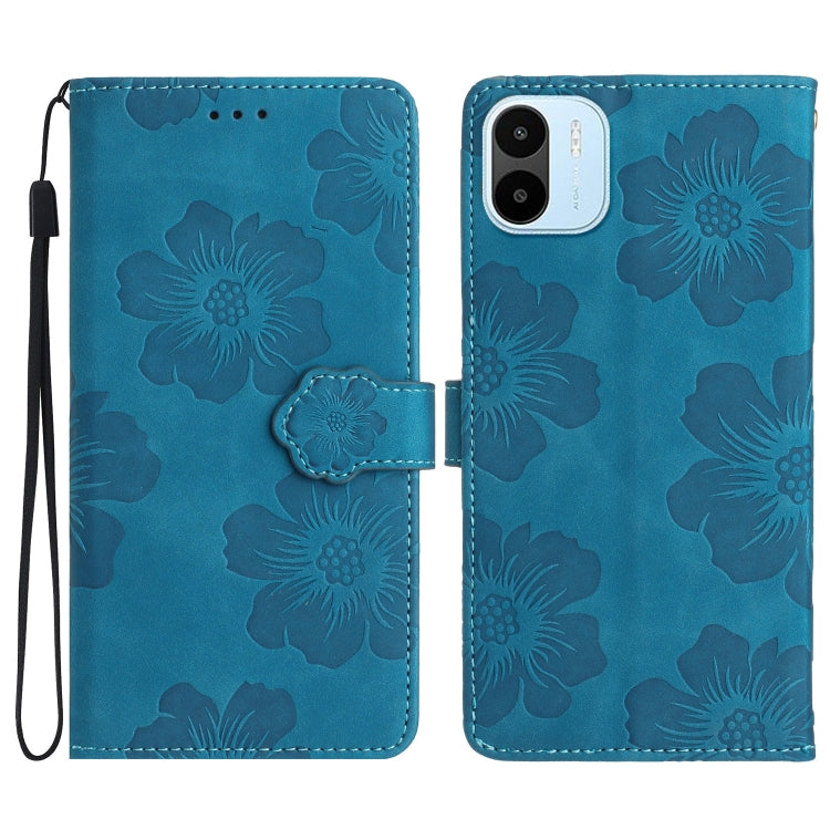 For Xiaomi Redmi A1 Flower Embossing Pattern Leather Phone Case(Blue) - Xiaomi Cases by buy2fix | Online Shopping UK | buy2fix