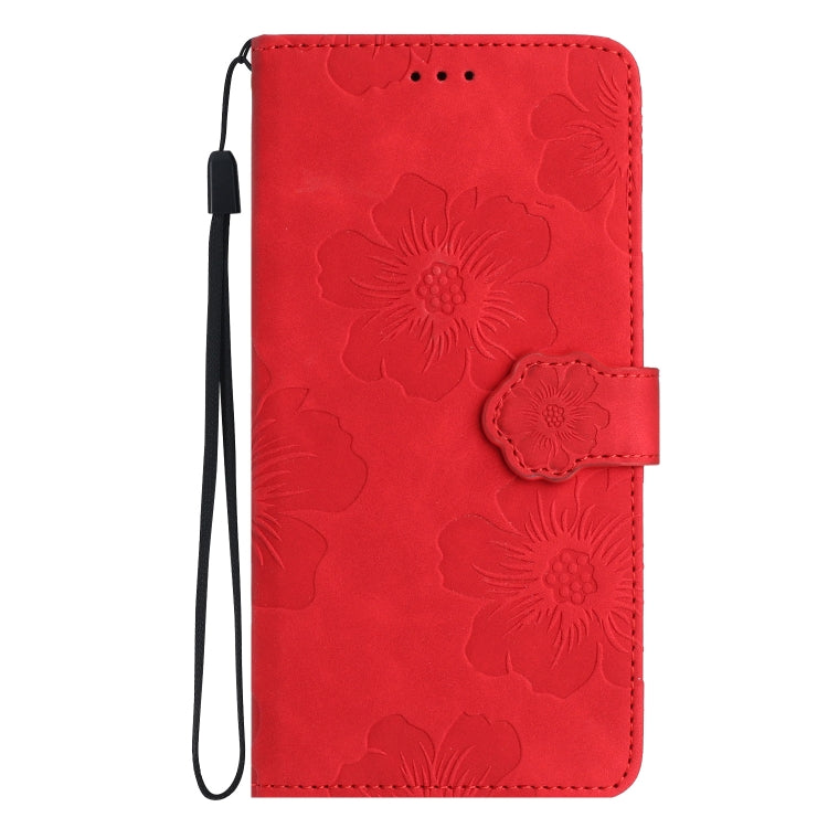 For Xiaomi Redmi Note 10 5G Flower Embossing Pattern Leather Phone Case(Red) - Xiaomi Cases by buy2fix | Online Shopping UK | buy2fix