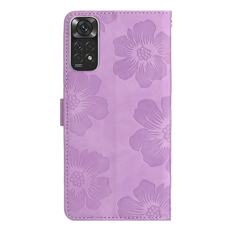 For Xiaomi Redmi Note 11 4G Global / Note 11S Flower Embossing Pattern Leather Phone Case(Purple) - Xiaomi Cases by buy2fix | Online Shopping UK | buy2fix
