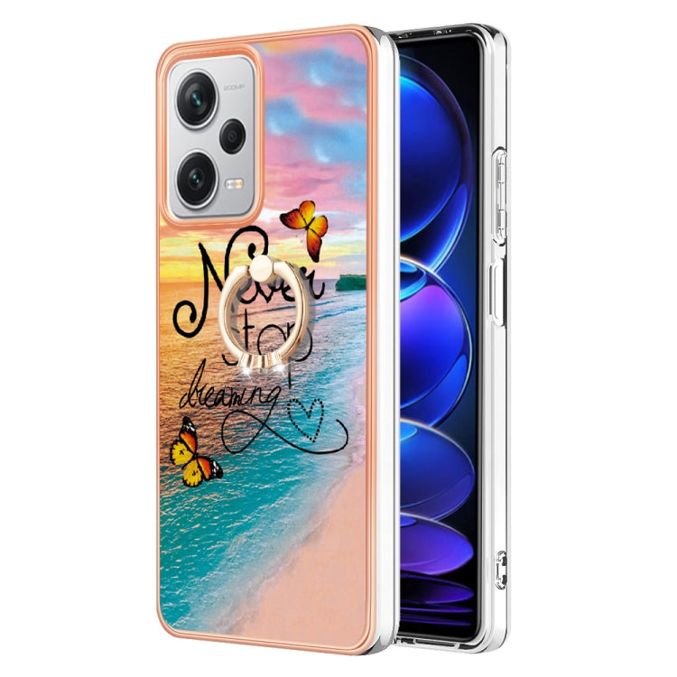For Xiaomi Redmi Note 12 Pro+ Global Electroplating IMD TPU Phone Case with Ring(Dream Butterfly) - Note 12 Pro+ Cases by buy2fix | Online Shopping UK | buy2fix