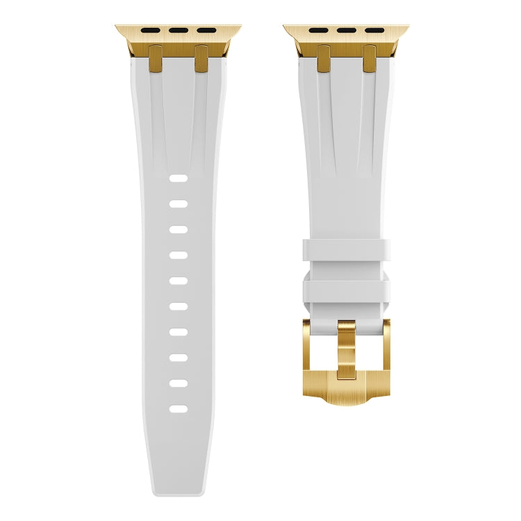 AP Silicone Watch Band For Apple Watch 5 40mm(Gold White) - Watch Bands by buy2fix | Online Shopping UK | buy2fix