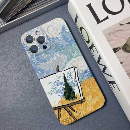 For iPhone 12 mini Precise Hole Oil Painting Pattern PC Phone Case(Landscape Painting) - iPhone 12 mini Cases by buy2fix | Online Shopping UK | buy2fix