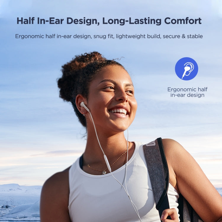 JOYRO0M JR-EC05 Type-C Half In-Ear Wired Earphone, Length: 1.2m(White) - Type-C Earphone by JOYROOM | Online Shopping UK | buy2fix
