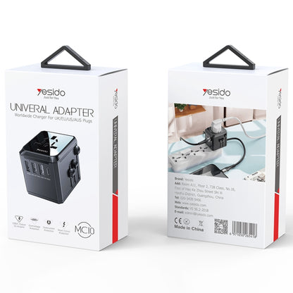 Yesido MC-10 3 USB + Type-C Ports Multi-function Universal Travel Adapter Plug(Black) - Extension Socket by Yesido | Online Shopping UK | buy2fix