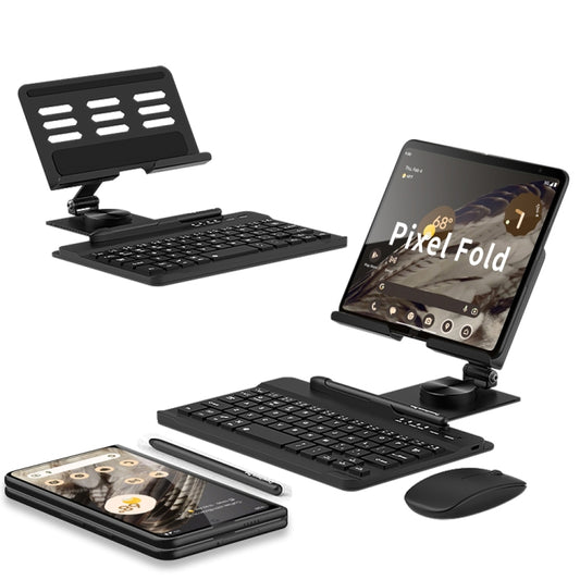 For Google Pixel Fold GKK Folding Bluetooth Keyboard Holder with Pen + Holder + Keyboard + Mouse(Black) - Others Keyboard by GKK | Online Shopping UK | buy2fix