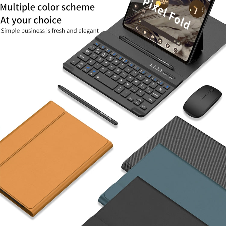 For Google Pixel Fold GKK Gear Adjustment Bluetooth Keyboard Leather Case with Pen + Keyboard + Mouse + Case(Brown) - Google Cases by GKK | Online Shopping UK | buy2fix