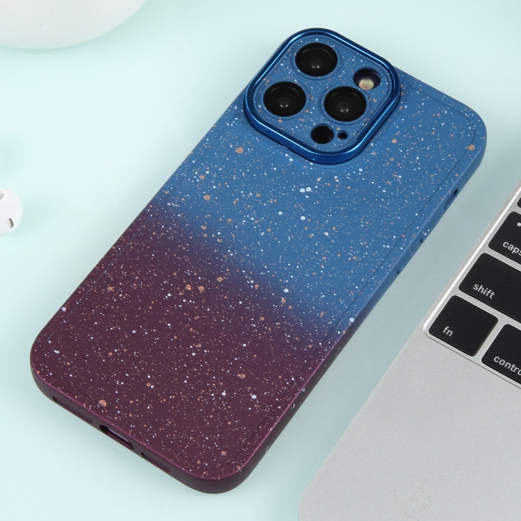 For iPhone 12 Pro Max Gradient Starry Silicone Phone Case with Lens Film(Blue Red) - iPhone 12 Pro Max Cases by buy2fix | Online Shopping UK | buy2fix