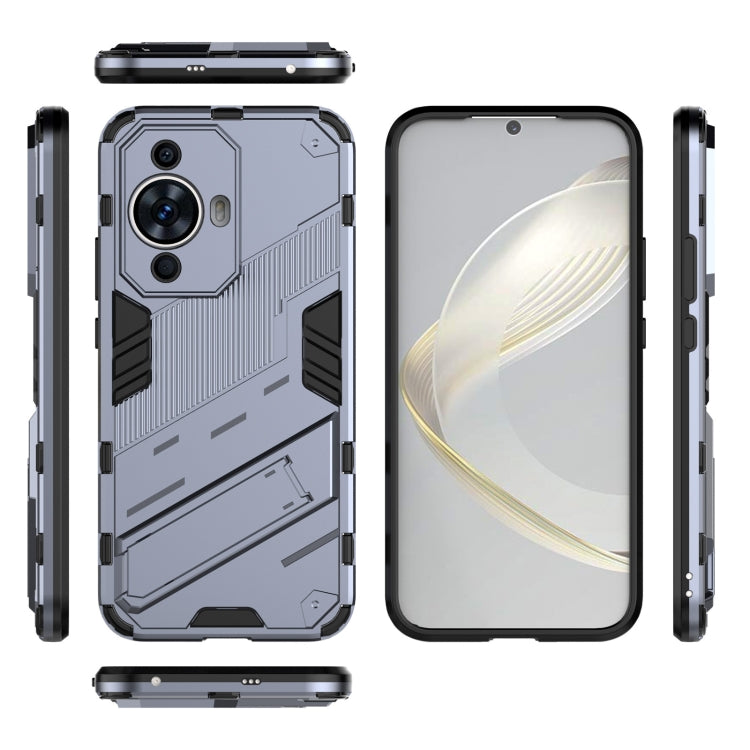 For Huawei nova 11 4G Punk Armor 2 in 1 PC + TPU Phone Case with Holder(Grey) - Huawei Cases by buy2fix | Online Shopping UK | buy2fix