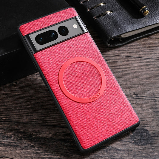 For Google Pixel 8 Magsafe Magnetic Ring Cloth Texture Phone Case(Red) - Google Cases by buy2fix | Online Shopping UK | buy2fix