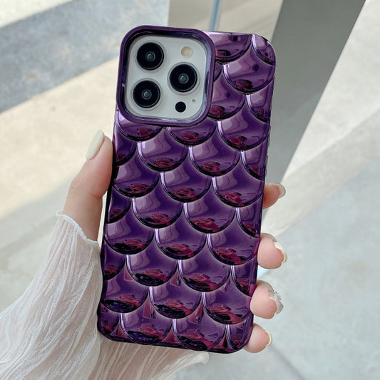 For iPhone 14 Pro 3D Scale Style TPU Phone Case(Deep Purple) - iPhone 14 Pro Cases by buy2fix | Online Shopping UK | buy2fix