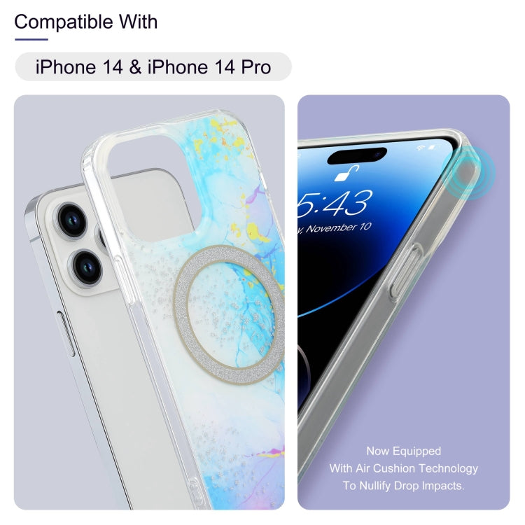 For iPhone 13 Dual-side IMD Marble Magsafe Phone Case(White) - iPhone 13 Cases by buy2fix | Online Shopping UK | buy2fix