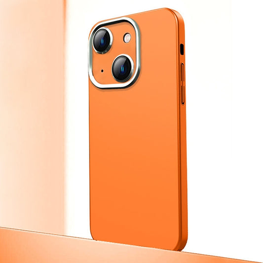 For iPhone 14 Plus Frosted Metal Material Phone Case with Lens Protection(Orange) - iPhone 14 Plus Cases by buy2fix | Online Shopping UK | buy2fix