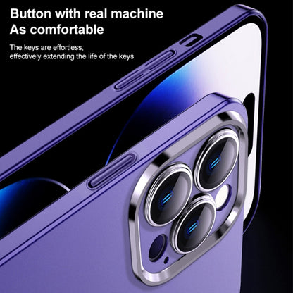 For iPhone 13 Frosted Metal Material Phone Case with Lens Protection(Purple) - iPhone 13 Cases by buy2fix | Online Shopping UK | buy2fix