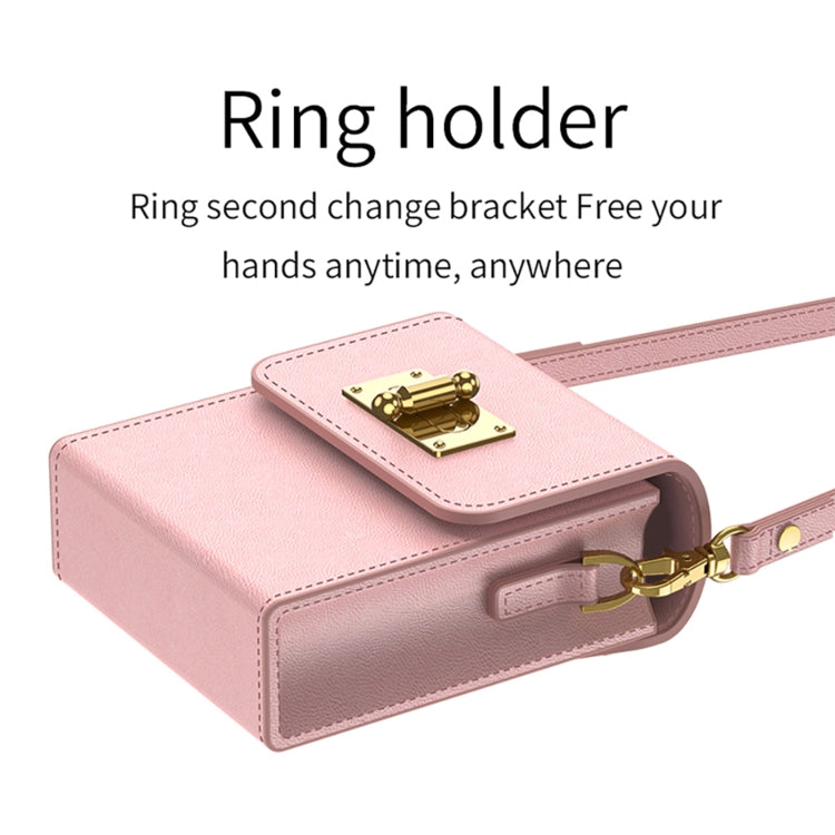 For Samsung Galaxy Z Flip5 GKK Plain Weave Mini Backpack Slim Phone Case with Ring(Pink) - Galaxy Z Flip5 Cases by GKK | Online Shopping UK | buy2fix