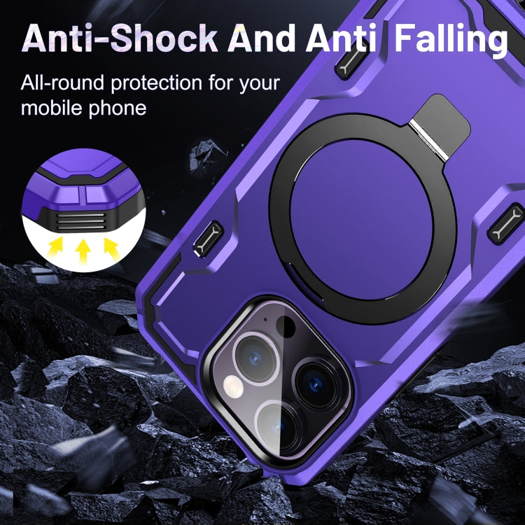 For iPhone 14 Pro Patronus MagSafe Magnetic Holder Phone Case(Purple) - iPhone 14 Pro Cases by buy2fix | Online Shopping UK | buy2fix