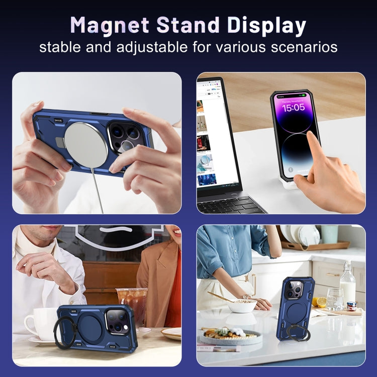 For iPhone 11 Patronus MagSafe Magnetic Holder Phone Case(Navy Blue) - iPhone 11 Cases by buy2fix | Online Shopping UK | buy2fix