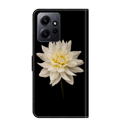 For Xiaomi Redmi Note 12 4G Crystal 3D Shockproof Protective Leather Phone Case(White Flower) - Xiaomi Cases by buy2fix | Online Shopping UK | buy2fix