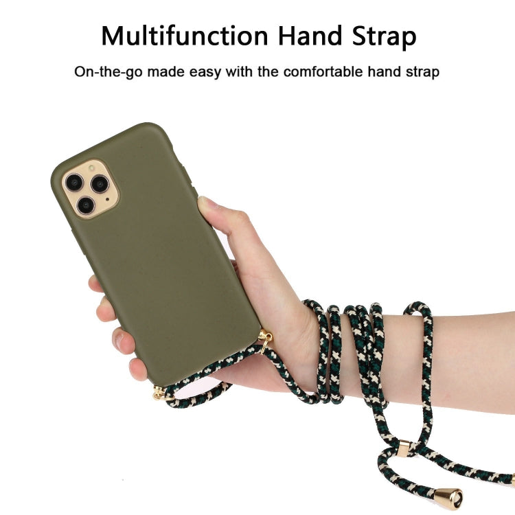 For iPhone 15 Pro Wheat Straw Material + TPU Phone Case with Lanyard(Army Green) - iPhone 15 Pro Cases by buy2fix | Online Shopping UK | buy2fix