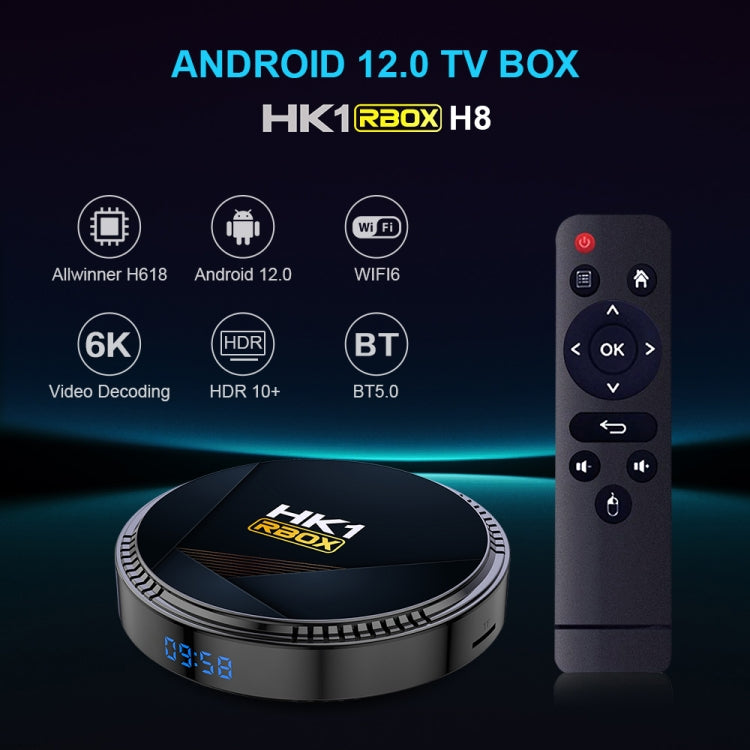 HK1RBOX H8-H618 Android 12.0 Allwinner H618 Quad Core Smart TV Box, Memory:4GB+64GB(EU Plug) - Allwinner H6 by buy2fix | Online Shopping UK | buy2fix
