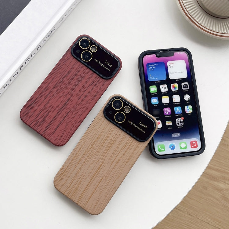 For iPhone SE 2022 / 2020 / 8 / 7 Wood Grain TPU Phone Case with Lens Film(Red) - iPhone SE 2022 / 2020 / 8 / 7 Cases by buy2fix | Online Shopping UK | buy2fix