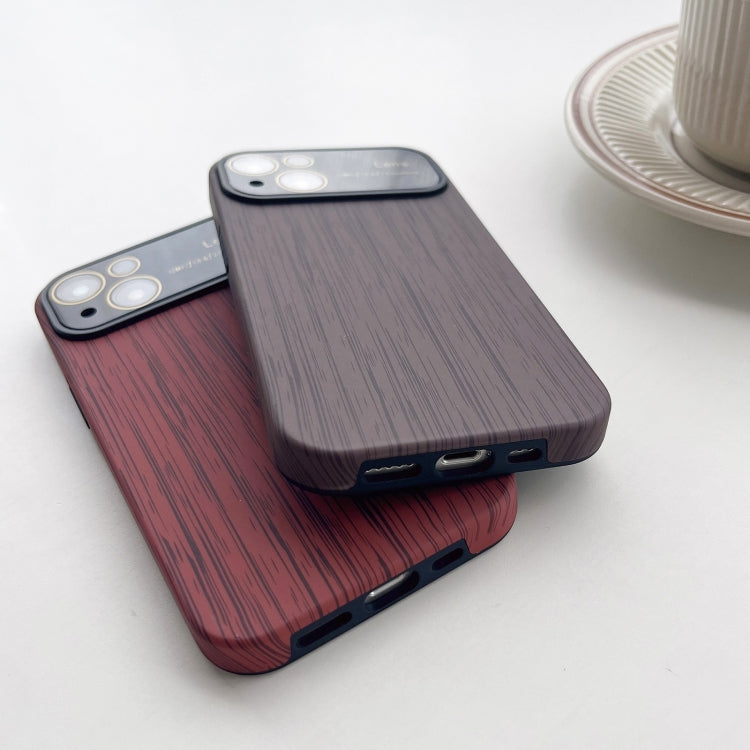 For iPhone 12 Wood Grain TPU Phone Case with Lens Film(Grey) - iPhone 12 / 12 Pro Cases by buy2fix | Online Shopping UK | buy2fix