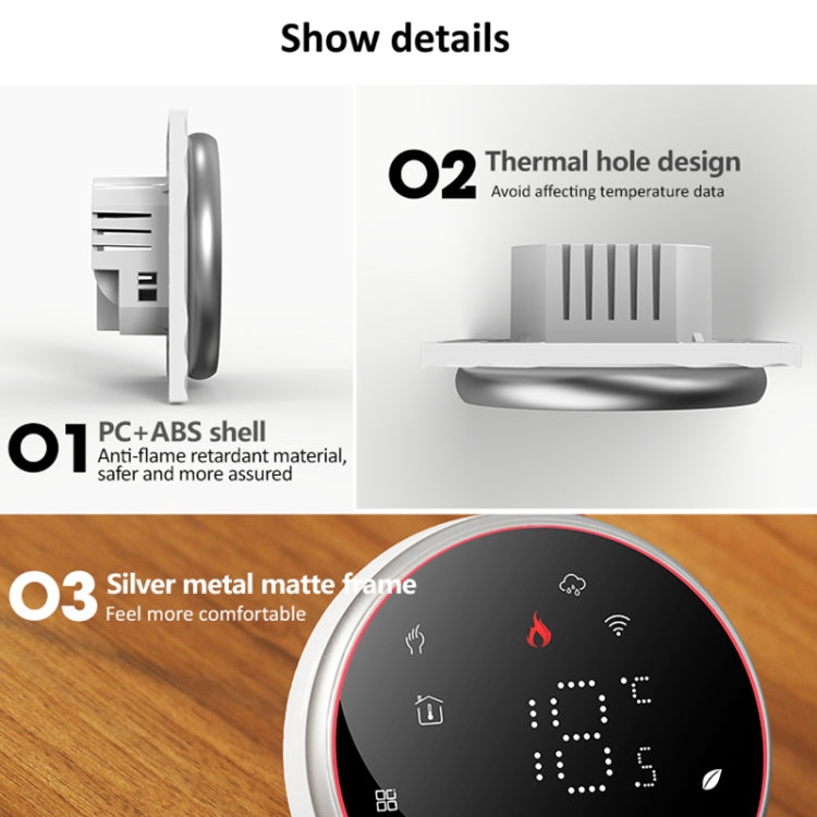 BHT-6001GBLW 95-240V AC 16A Smart Round Thermostat Electric Heating LED Thermostat With WiFi(Black) - Thermostat & Thermometer by buy2fix | Online Shopping UK | buy2fix
