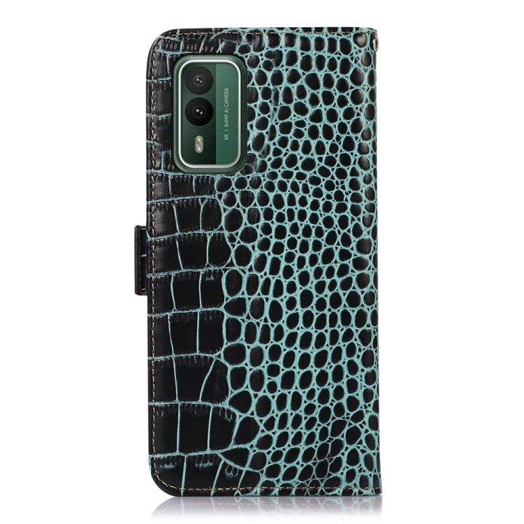 For Nokia XR21 Crocodile Top Layer Cowhide Leather Phone Case(Green) - Nokia Cases by buy2fix | Online Shopping UK | buy2fix