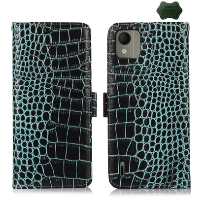 For Nokia C110 Crocodile Top Layer Cowhide Leather Phone Case(Green) - Nokia Cases by buy2fix | Online Shopping UK | buy2fix