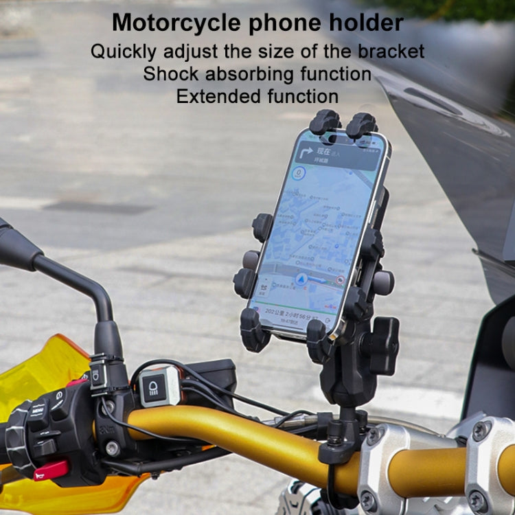 MOTOSLG Crab Motorcycle Phone Clamp Bracket U-Type Headbar Mount with Anti-theft Lock(Black) - Holder by MOTOLSG | Online Shopping UK | buy2fix