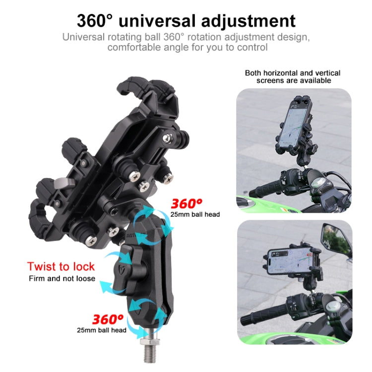 MOTOSLG Crab Motorcycle Phone Clamp Bracket U-Type Headbar Mount with Anti-theft Lock(Black) - Holder by MOTOLSG | Online Shopping UK | buy2fix