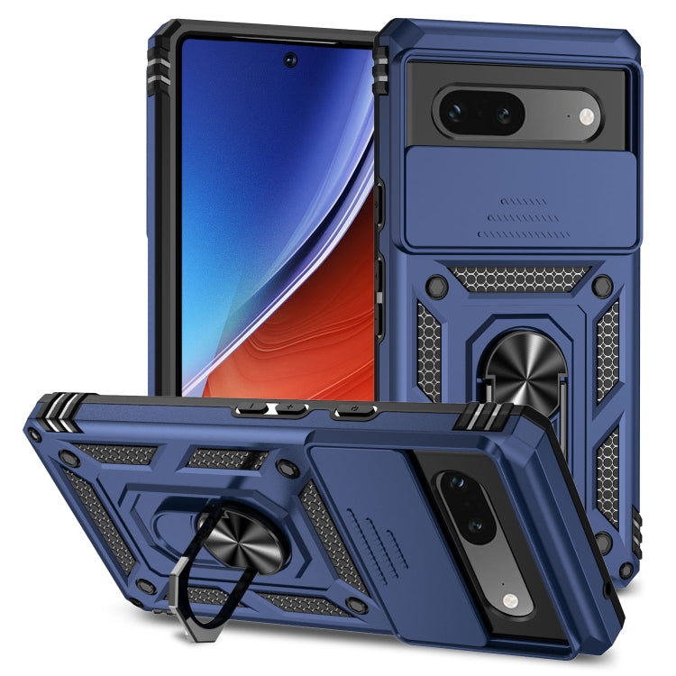 For Google Pixel 7a Sliding Camshield Holder Phone Case(Blue) - Google Cases by buy2fix | Online Shopping UK | buy2fix