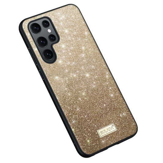 For Samsung Galaxy S23 Ultra 5G SULADA Glittery TPU Hybrid Handmade Leather Phone Case(Gold) - Galaxy S23 Ultra 5G Cases by SULADA | Online Shopping UK | buy2fix