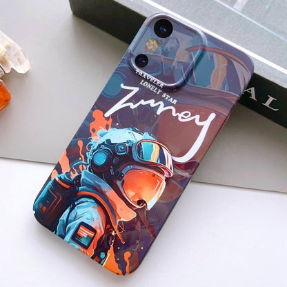 For iPhone X / XS Painted Pattern Precise Hole PC Phone Case(Orange Paint Astronaut) - More iPhone Cases by buy2fix | Online Shopping UK | buy2fix