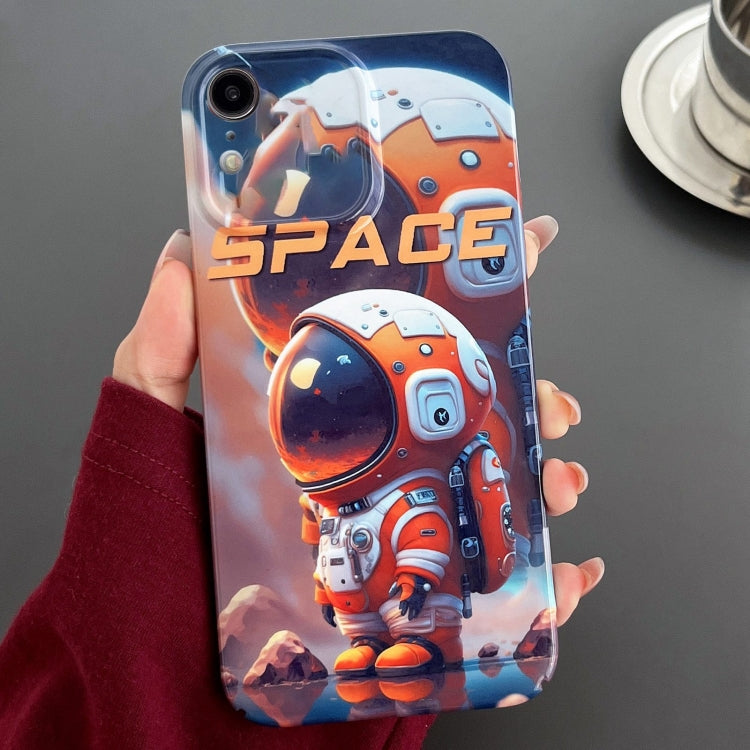 For iPhone XR Painted Pattern Precise Hole PC Phone Case(Orange Astronaut) - More iPhone Cases by buy2fix | Online Shopping UK | buy2fix